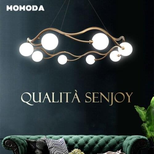 Nordic LED Chandeliers Lighting Modern Ball Metal Round Acrylic Pendant Hanging Lamps Bedroom Living Room Lamps Fixture Lustre