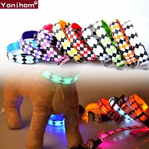 LED Dog Collar Luminous Pet LED Collar Flashing Nylon Dog Collar Night Safety LED Light Collars Perro Nylon Glowing Leash Rope