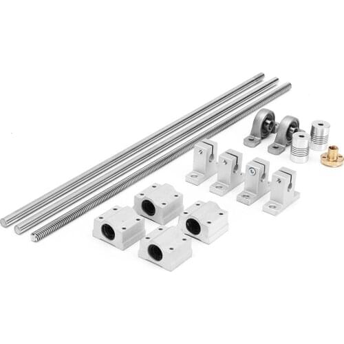 T8 Dual Lead Screw Guide for CNC Linear Rail Optical Axis KP08 SCS8UU 200mm Coupling Bearings Mounting Block SK8 Shaft Support