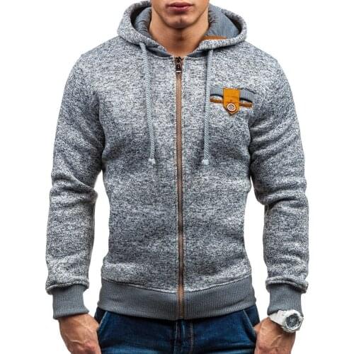 New Hoodie Men 2021 Spring Casual Solid Long Sleeve Mens Hoodies Sweatshirts Slim Zipper Hooded Sweatshirt Men Jacket Streetwear