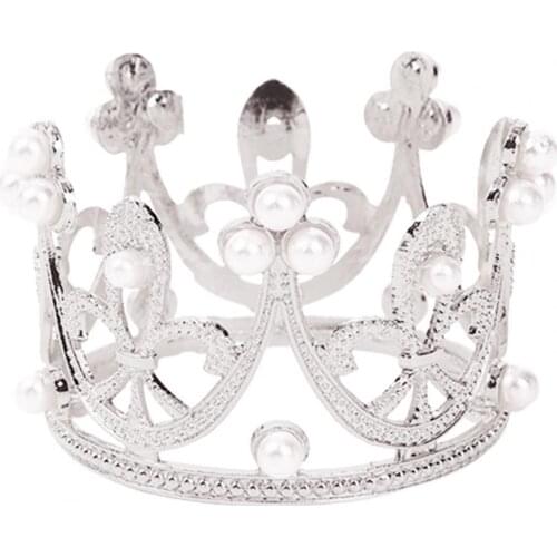 Cake Topper Rhinestone Crown Pattern Reusable Alloy Baby Shower Birthday Cake Inserts Baking Accessories Cake Decorations