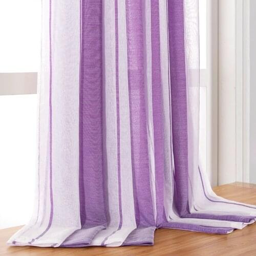 Elka Simplicity Striped Modern Tulle Curtains for Living Room Bedroom Kitchen Linen Window Voile Sheer Curtain for Window Tulle