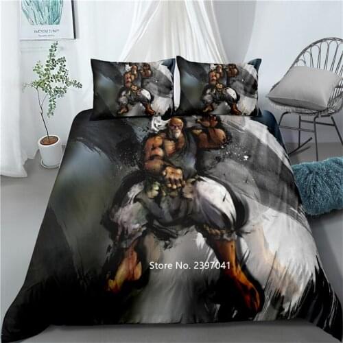 Boy Dormitory Decoration Game Theme Street Fighter Bedding Comfy Down Quilt Cover Pillowcases A Favorite Gift for Children