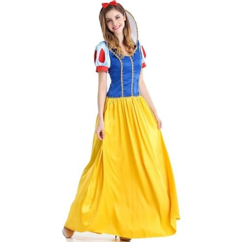Women Adult Halloween Cartoon Princess Snow White Costume For Sale White Snow Princess Costume