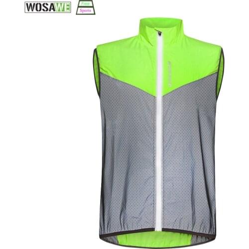 WOSAWE Cycling Reflective Outdoor Vest Keep Dry Breathable Running Safety Jersey Sleeveless Summer Vest Night Walking Vest