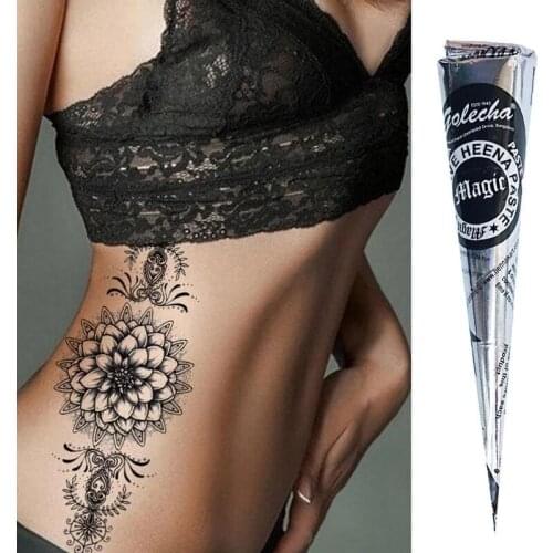 1pc Natural Indian Henna Tattoo Ink Black Mehndi Paste Cones Body Art Sticker Mehndi Body Paint