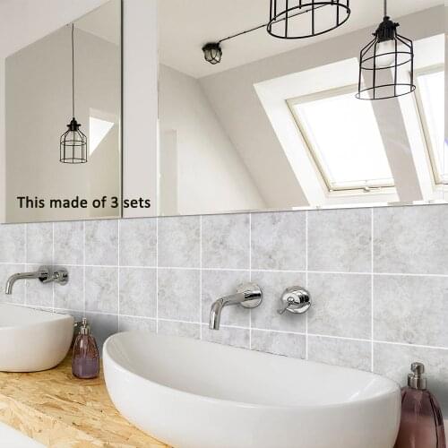 10PC Stone Grey Tile Sticker,wall Sticker Furniture Decal,waterproof Self Adhesive For Bathroom Kitchen Home Decor Wallpaper