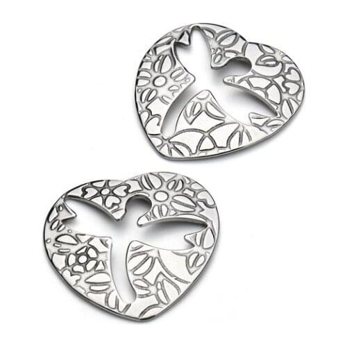 10pcs/lot 23mm stainless steel Leaves Connector Metal Alloy Pendant For DIY bracelet Jewelry Making fsg3s