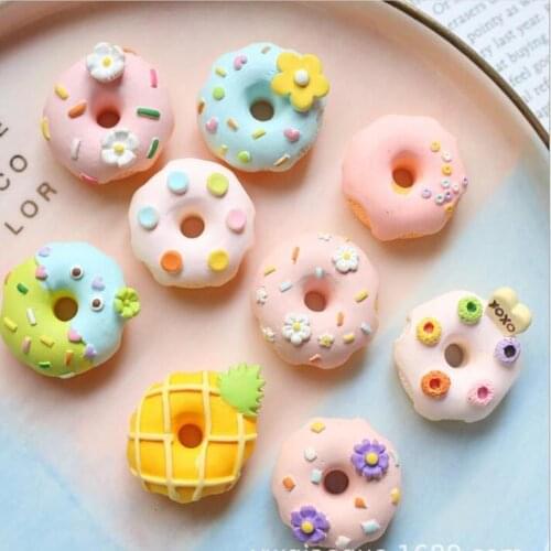20Pcs 2.5CM Cute Donuts Resin Flatback Cabochons Phone Decoration Hair Bow DIY Scrapbooking Craft Accessories