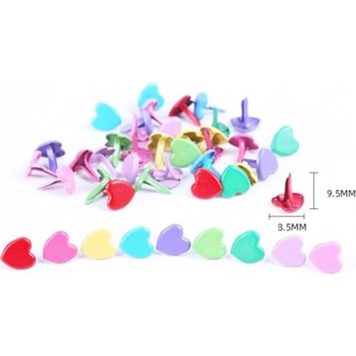 20PCS Mixed Color Heart Shape brads scrapbooking embellishment For DIY Craft Accessories home Decoration 8.5X9.5mm WD0033-11