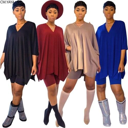 2020 Women Sets Loose Summer Tracksuits V-Neck T-Shirt+Shorts Suit Two Piece Set Night Club Party 2 Pcs Sportswear Street GL6235