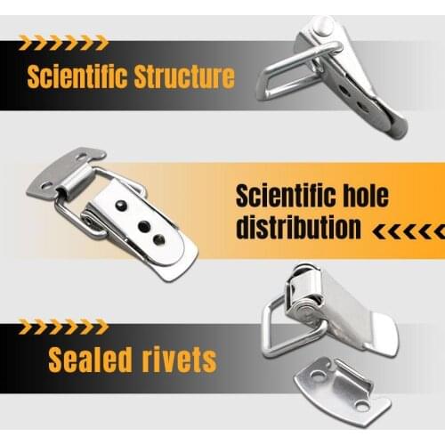 4PCS Stainless Steel Buckle Cabinet Door Clasp Hardware Buckle Spring Loaded Latch Lock Catch Toggle Hasp Sliding Tools