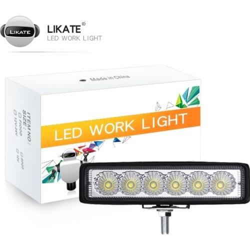 6inch 6LED 18W Driving Fog Offroad LED Work Car Light 12V LED Universal Car 4WD Led Beams Work Light Bar Spotlight Flood Lamp