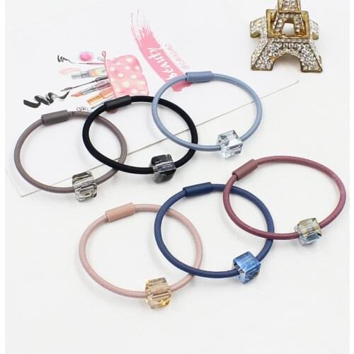 6PCS/LOT Good quality crystal square accessories Elastic Hair Bands of women girls headdress female headband free shipping