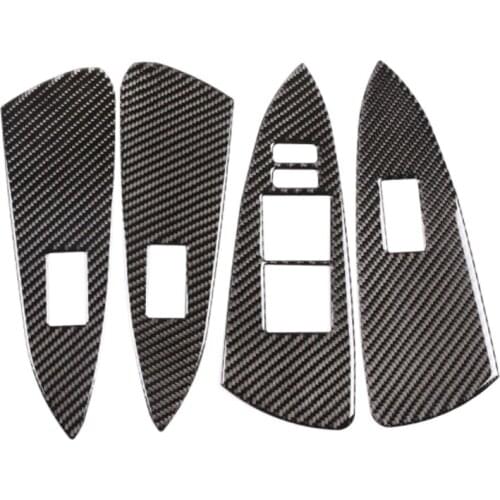 Car Soft Carbon Fiber Door Armrest Panel Window Lift Switch Frame Cover Trim for Toyota Rav4 Rav 4 2006-2012