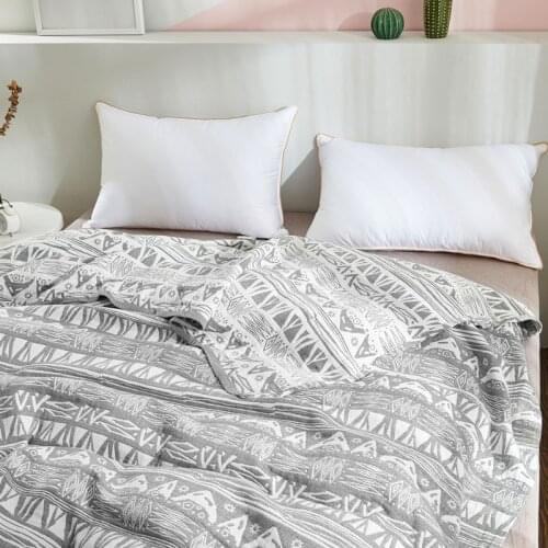 Bohemia Muslin Blanket 100% Cotton Summer Blanket For Bed Sofa Cover Bedspreads For Bed Gray Color Soft Warm Blankets For Bed