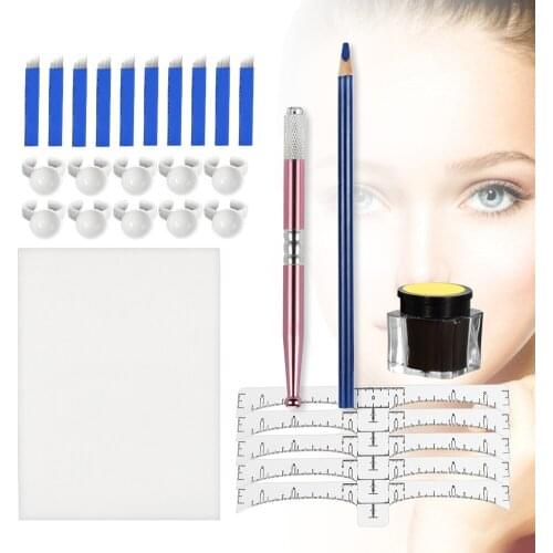 Eyebrow Tattoo Manual Pen Kit with Microblading Needles Inks Round Tattoo Blades Fog Eyebrow Permanent Makeup Beauty Tools