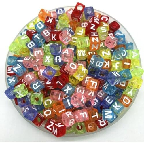 100pcs 6mm Letter Beads Mix Color Square Shape 26 Alphabet Charms DIY Beads For Bracelet Necklace Jewelry Making