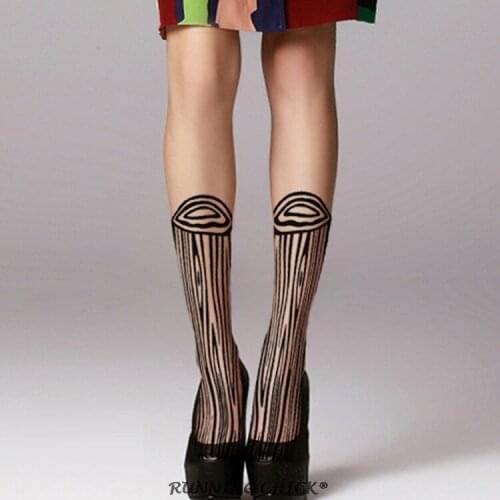 Texture Printing Stockings Summer Thin Women Pantyhose Calf Stump Wood Nylon / Nylon Adult Socks Running Chick Cn(origin) 65 (%)