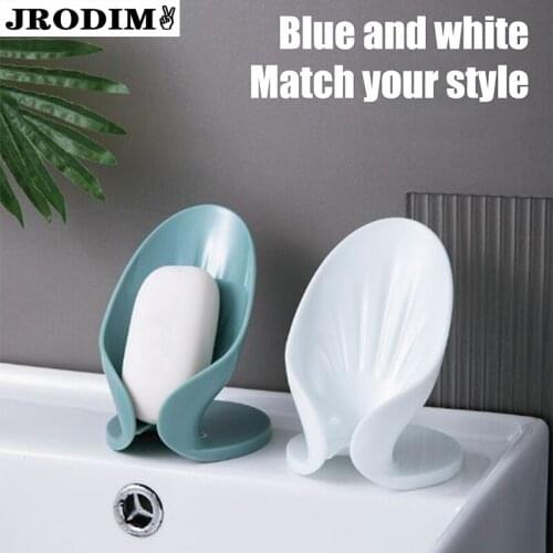 Leaf Shaped Soap Dish Soap Drain Holder Bathroom Accessories Shower Soap Box Holder Suction Cup Portable Soap Dishes Box