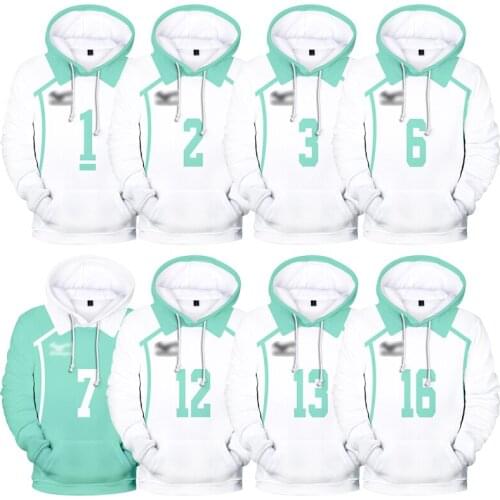 Anime Haikyuu Jacket Hoodies Men Cosplay Costume High School Uniform Tops Women Casual Long Sleeve Pullover Hooded Sweater