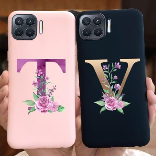 For OPPO Reno 4 Lite Case Cute Letter Flower Printed Phone Case For OPPO Reno4 Lite CPH2125 Soft Silicone Back Cover Funda
