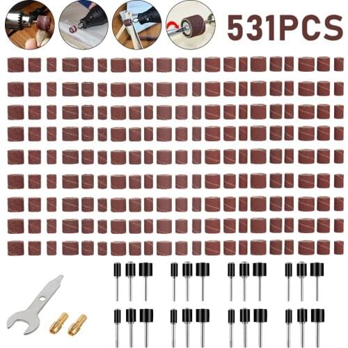531PCS Drum Sander Set Sanding Drum Kit 504 Pieces Sanding Band Sleeves + 24Pieces For Sanding Band Sleeves Abrasive Belt Tools