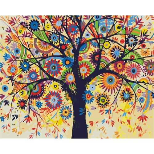 Tree Frameless Diy Oil Painting By Numbers Wolf Handpainted Gift Coloring By Numbers Animal Picture For Living Room