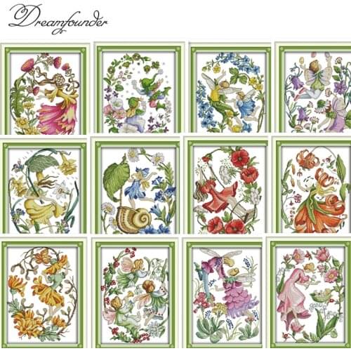 December flower faerie cross stitch kit animal18ct 14ct 11ct count print stitching embroidery DIY handmade needlework plus