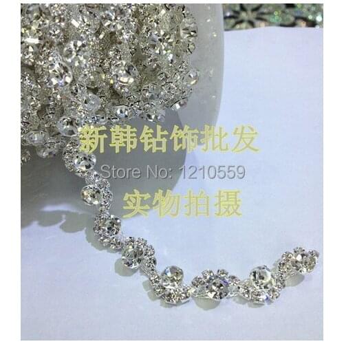 Wholesale 10 yards Bling Bling 888 A Grade Crystal Decorative Curve Rhinestone Trims