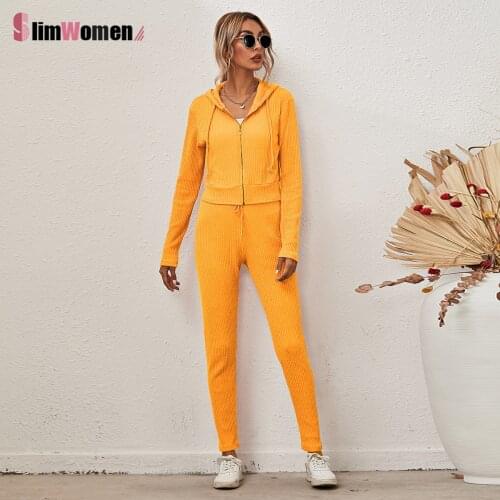 2021 Autumn Zipper Hoody Sportswear Matching Set Knitted Tracksuit Set Women Loungewear Pajamas for Women Sweat Home Suit Outfit