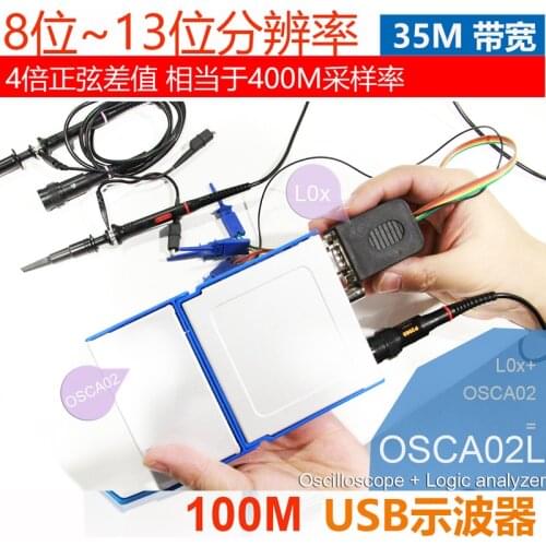 Handheld dual channel USB oscilloscope 100M sampling rate 35Mhz bandwidth OSCA02 with 4-Channel Logic Analysis than 6022BE