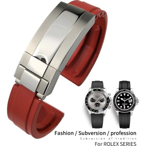 20mm Silicone Fluorine Rubber Waterproof Watchband For Role Strap Daytona Submariner Yacht-Master GMT OYSTERFLEX Mens Bracelet