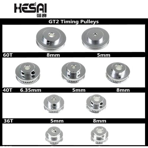 3D Printer Parts GT2 Timing Pulleys 30 36 40 60 Tooth 2GT Wheel Parts Bore 5mm 8mm Aluminium Gear Teeth Width 6mm 10mm