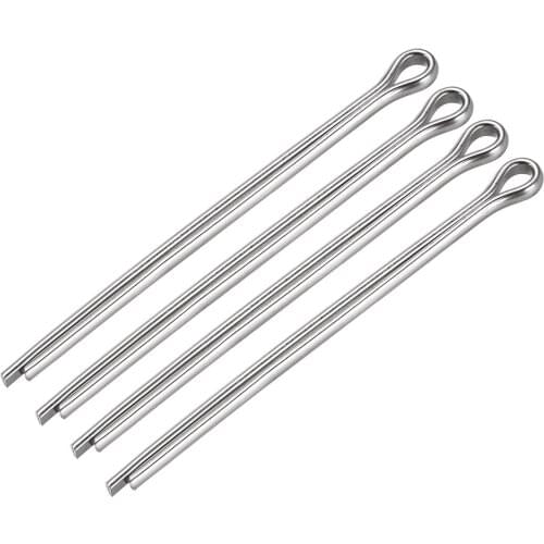 Uxcell 4Pcs Split Cotter Pin - 5mm x 90mm 304 Stainless Steel 2-Prongs Silver Tone for Home DIY Application