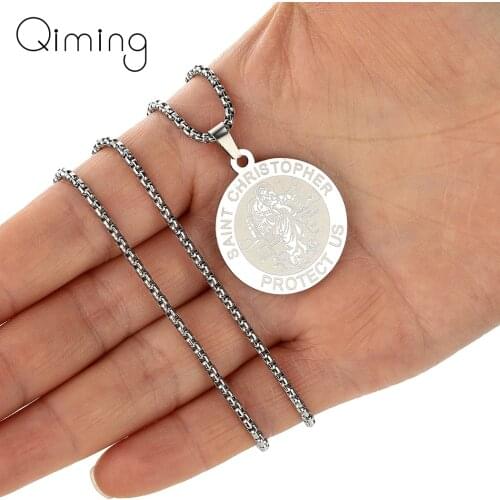 O Holy Scapular Round Religious Medal EXCLUSIVE Pendant Necklace Stainless Steel Jewelry Women Men Amulet Necklace