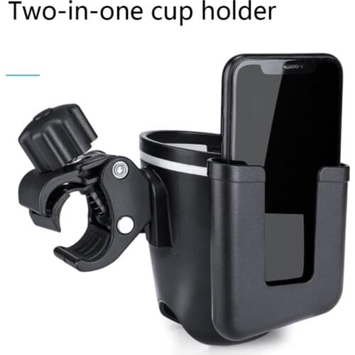 2-in-1 Universal Cup Holder w/ Phone Holder,360 Degrees Stroller Cup Holder, Large Caliber Designed Cup Holder