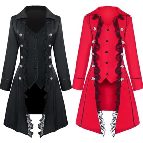 Vintage Women Solid Color Turndown Collar Lace Long Sleeve Triple-Breasted Gothic Coat Jackets Outerwear пальто женское осень