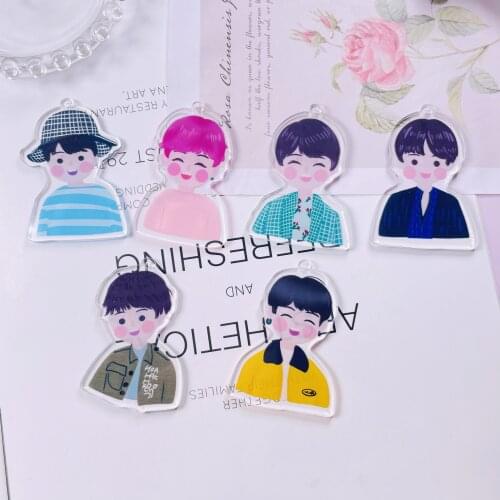 10pcs Cartoon star acrylic jewelry key chain small pendant Diy