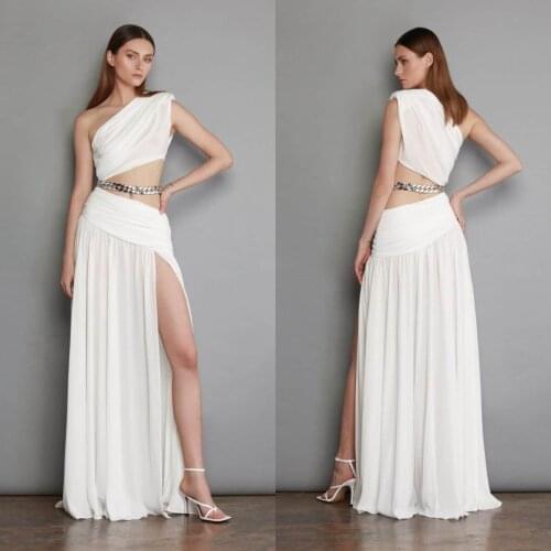 One Shoulder Evening Dresses for Women High Side Split Mermaid Prom Dress Cocktail Formal Robe De Soirée