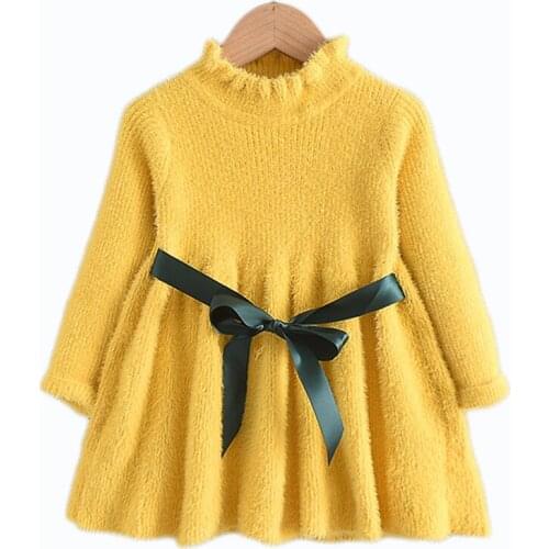 Baby Girl Winter Dress Kids Long Sleeve dress 1-5 age Girl Princess Dress Children Birthday Party Imitation mink velvet Clothing