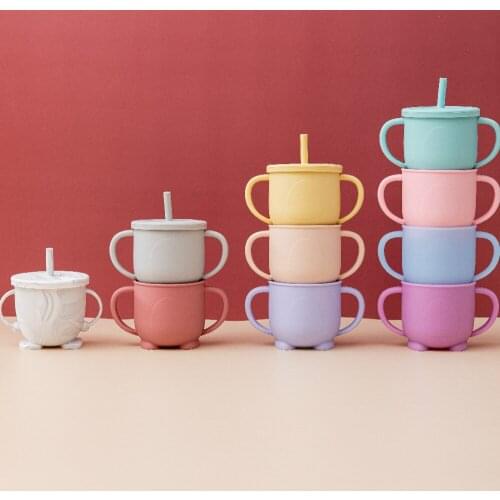 1pc Baby Drink Cup Silicone Water Bottles For Feeding Kids Toddler Newborn Drinking Mug with Straw Childrens Water Bottle