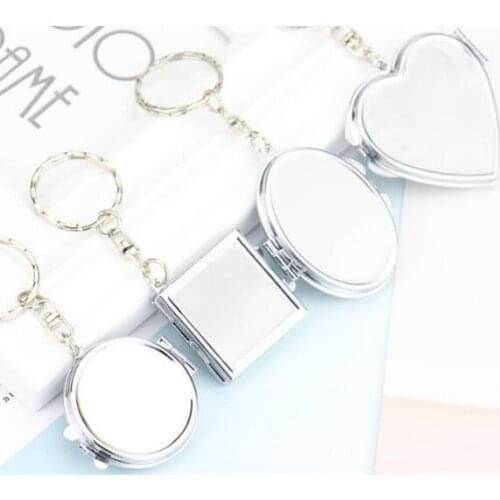 1pcs Portable Folding Mirror Key Chain Pocket Compact Makeup Cosmetic Mirror Key Ring