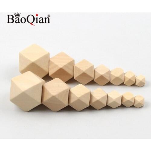 10-30MM unfinished Geometric Natural Wooden Beads For Jewelry Necklace Making Diy Children Kids Teething Home Crafts Decoration