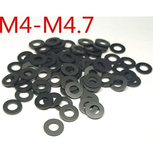 100pcs M4-M4.7 thickness 0.15/0.2/0.25-1 mm High Precision Black Color Polyslider Graphite Nylon Flat Washer
