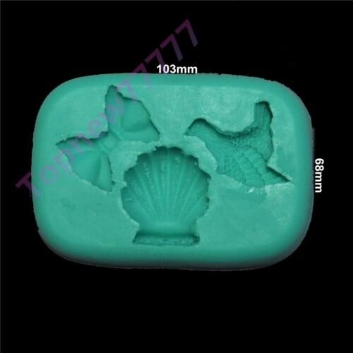 3D Soft Silicone Fondant Decorating bird and shell Shape Soap Modelling Cake Mold 2384