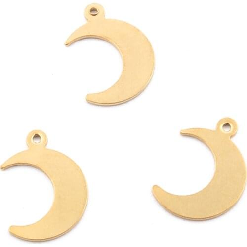 50pcs Raw Brass Horn Moon Crescent Charms Pendant For DIY Earrings Bracelet Necklace Jewelry Findings Making 11*8mm