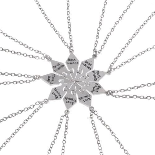 9 Pcs/ Set Fashion BFF Zinc Alloy Metal Necklace Best Friend Jewelry Pendant Creative Ladies Men Friendship Gifts Wholesale