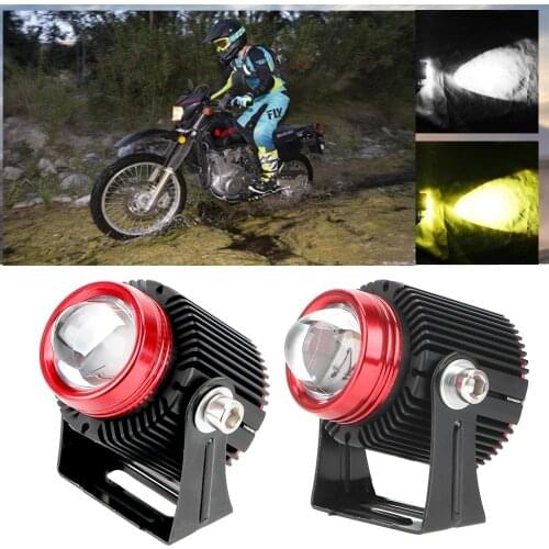 Fuleem 2PCS Motorcycle LED Auxiliary Lights Two-color Spotlight White Yellow LED Fog Lights 12V 24V Waterproof