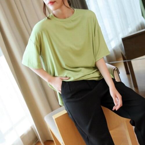 Green Yellow White Black T Shirt Women 2020 Half Sleeve Sheer Casual Oversized T Shirt Femme Korean Style Summer Shirt Women